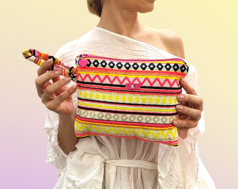 03A BUSTINA PIATTA 38 riga fluo corallo giallo