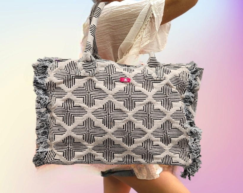 11A SHOPPING FRANGE 56 rombi lurex nero