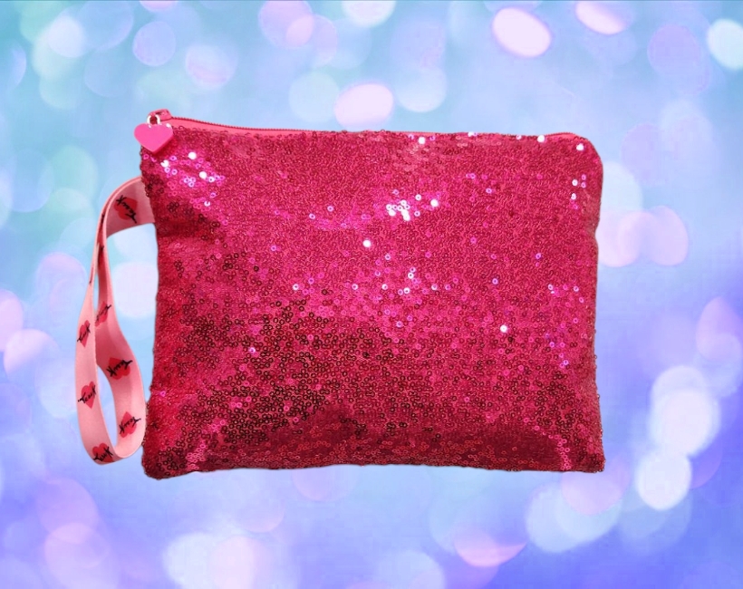 18 Pochette piatta paillettes - fuxia