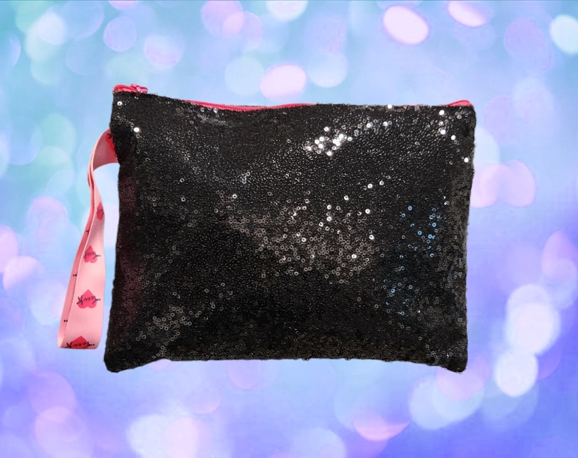 18 Pochette piatta paillettes - nero