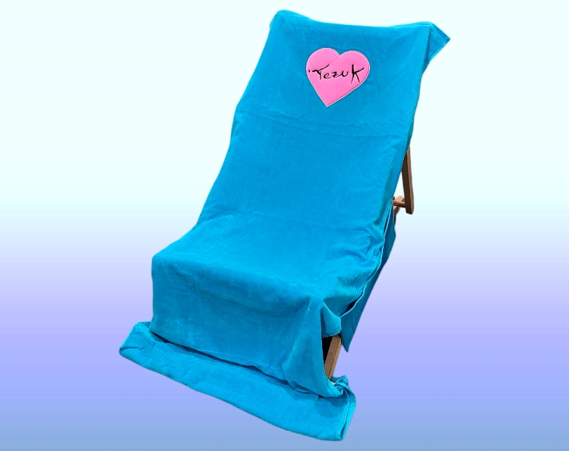 TELO COPRILETTINO spugna ricamo logo turchese