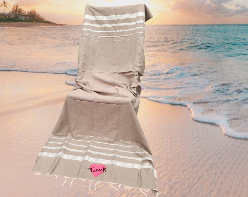 FOUTA telo 07 taupe argento