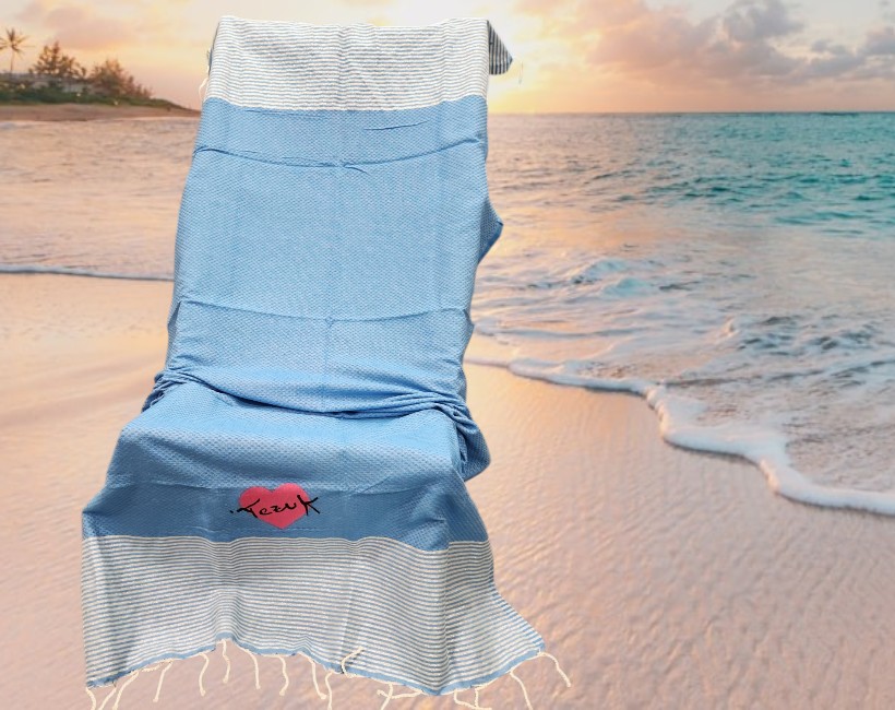 FOUTA telo 18 turchese argento