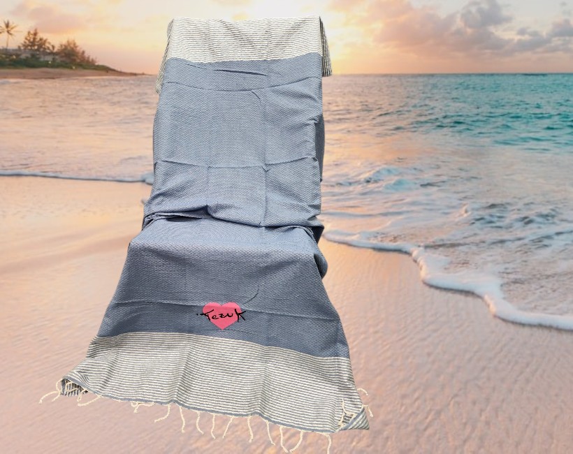 FOUTA telo 22 blu argento