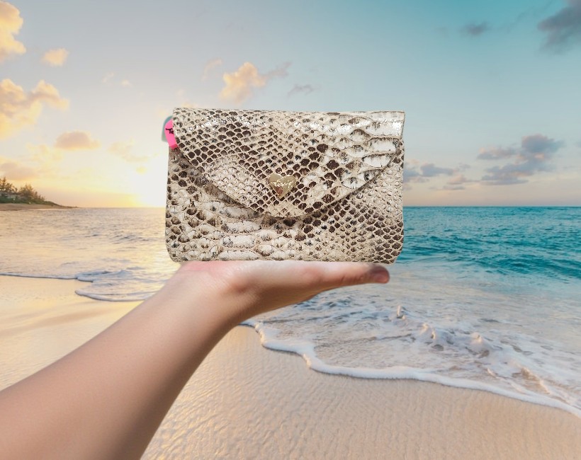 450 micro pochette pitone bronzo