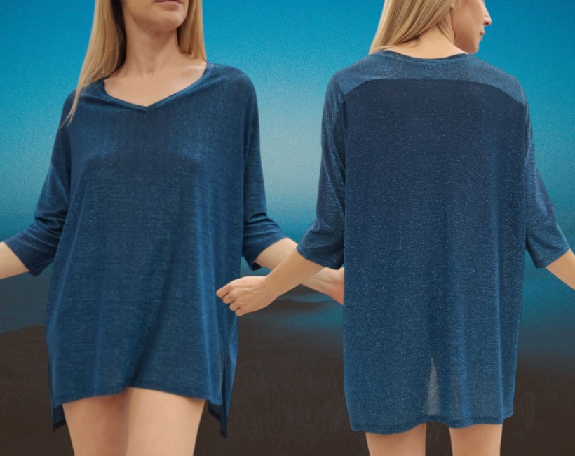 6002F TSHIRT VALE 377 lurex oceano