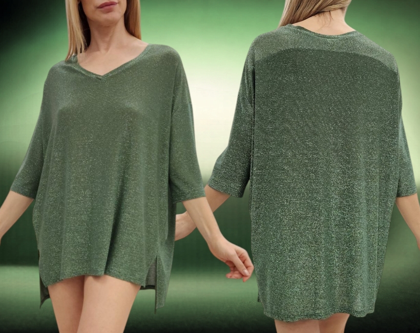 6002F TSHIRT VALE 379 lurex militare