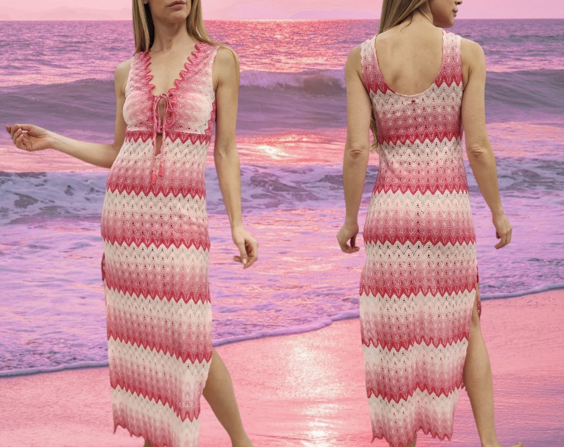 8014f MICIA abito 415 chevron rosa