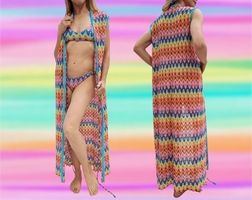 8026F LIZ gilet 413 chevron multicolor