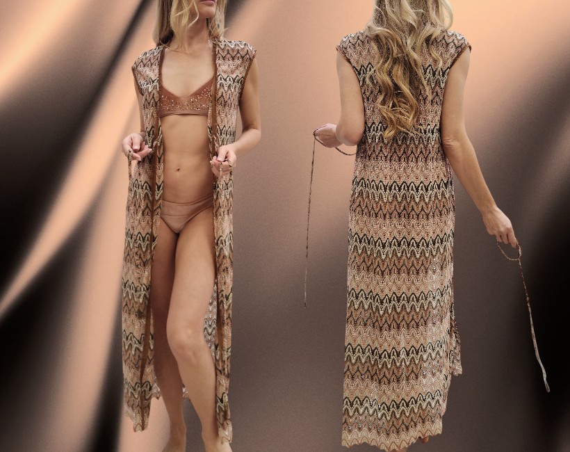 8026F LIZ gilet 416 chevron ebano