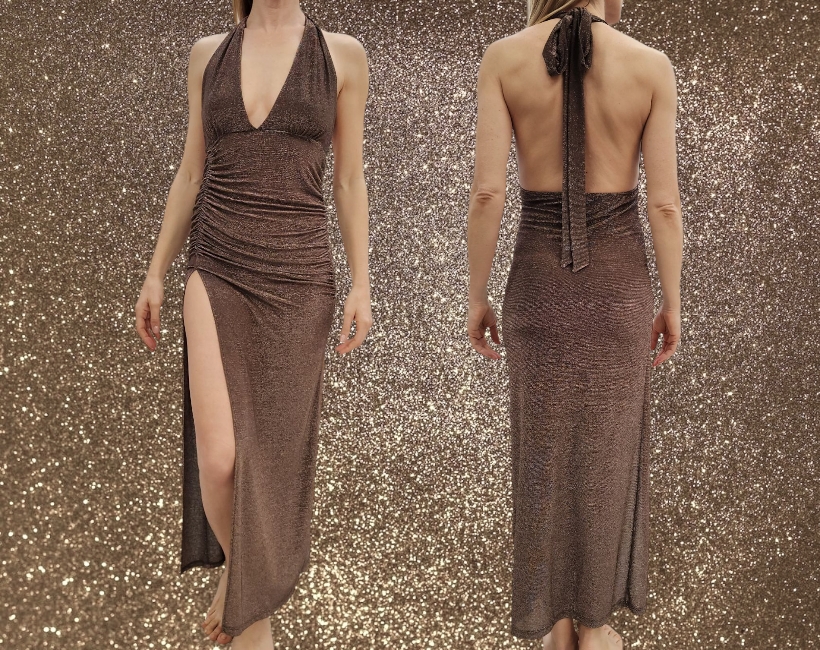 8042F RICCIA abito 378 lurex ebano