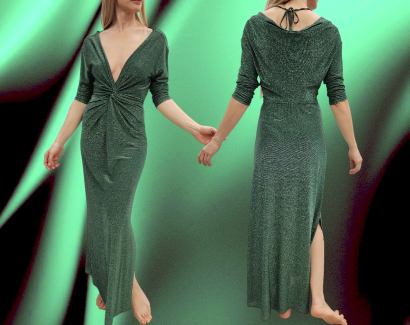 8064F PRISCILLA abito 368 lurex agave