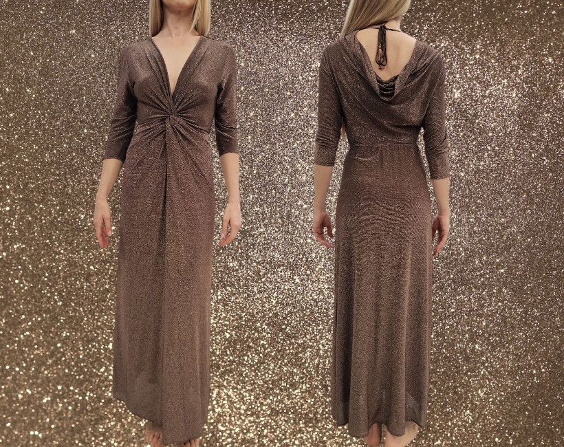 8064F PRISCILLA abito 378 lurex ebano