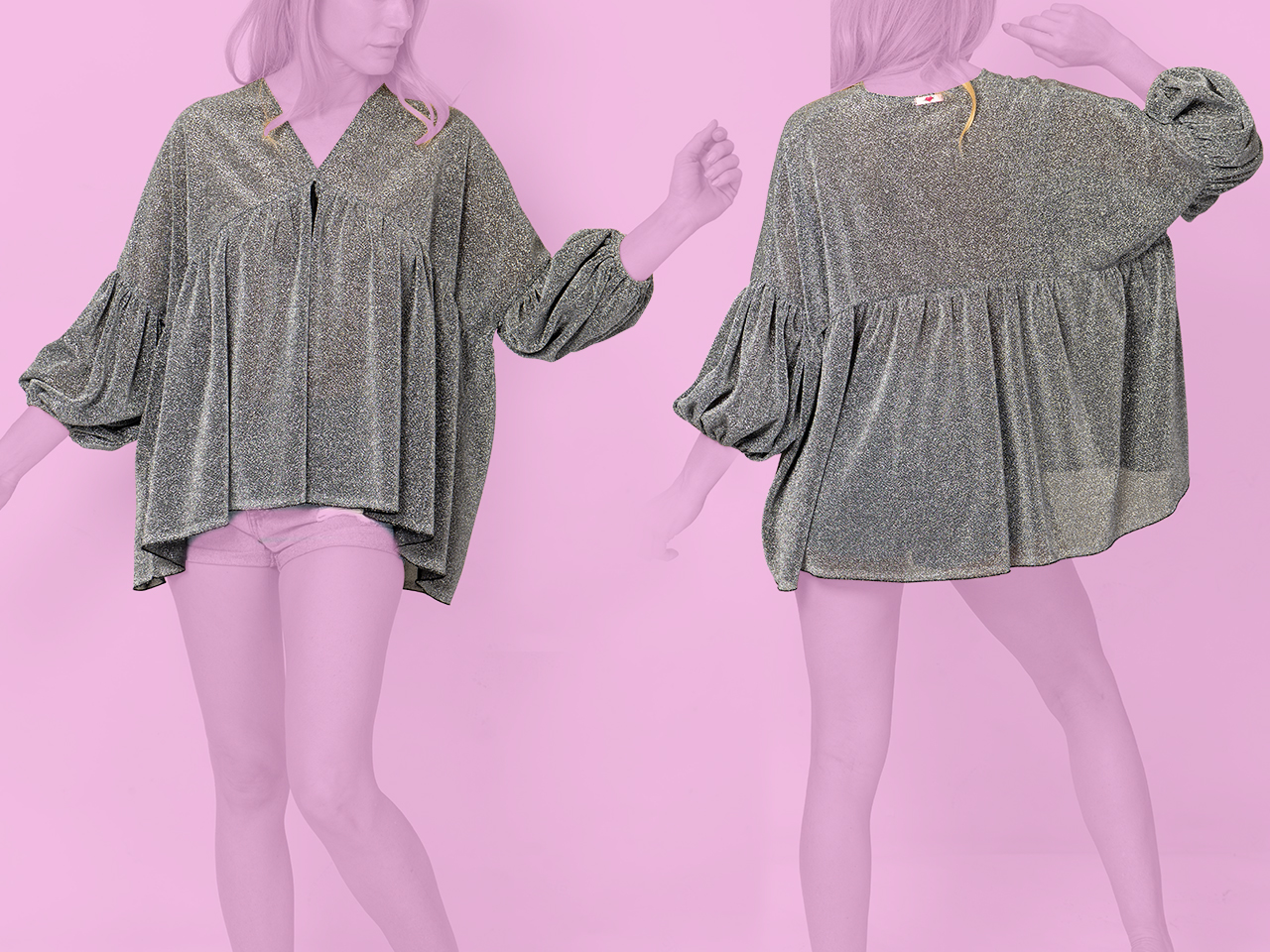 9075F MINNINA  argento nero lamé