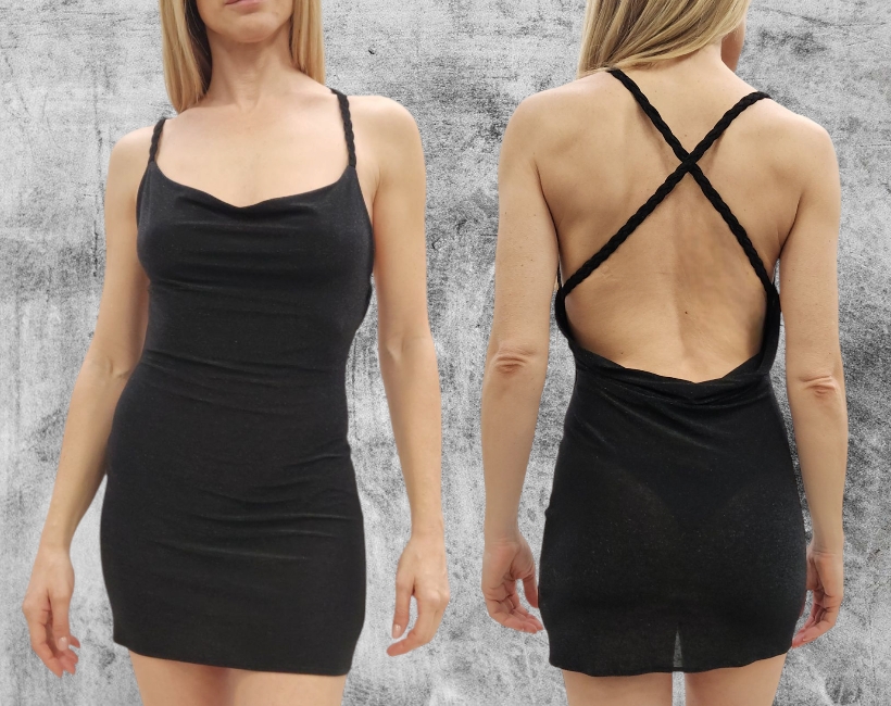 9259F CATENA abito 376 lurex nero