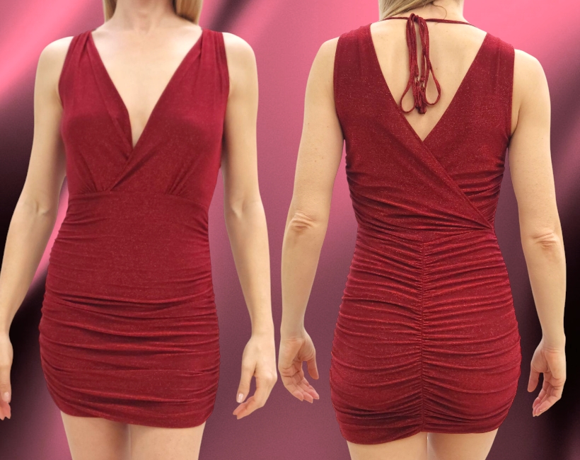 9273F RED abito 385 lurex rubino