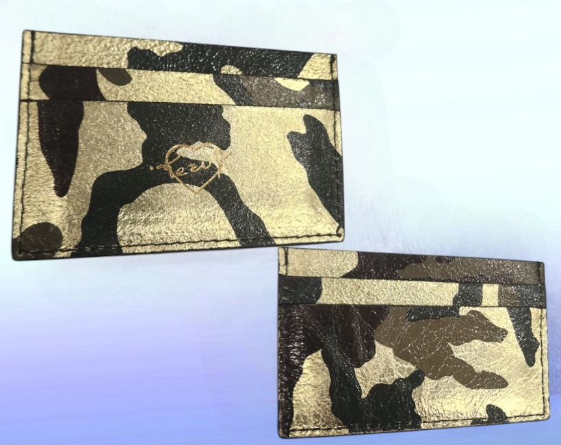 bustina portacarte camouflage oro