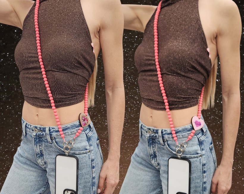 COLLANA PORTACELLULARE cuore ortensia