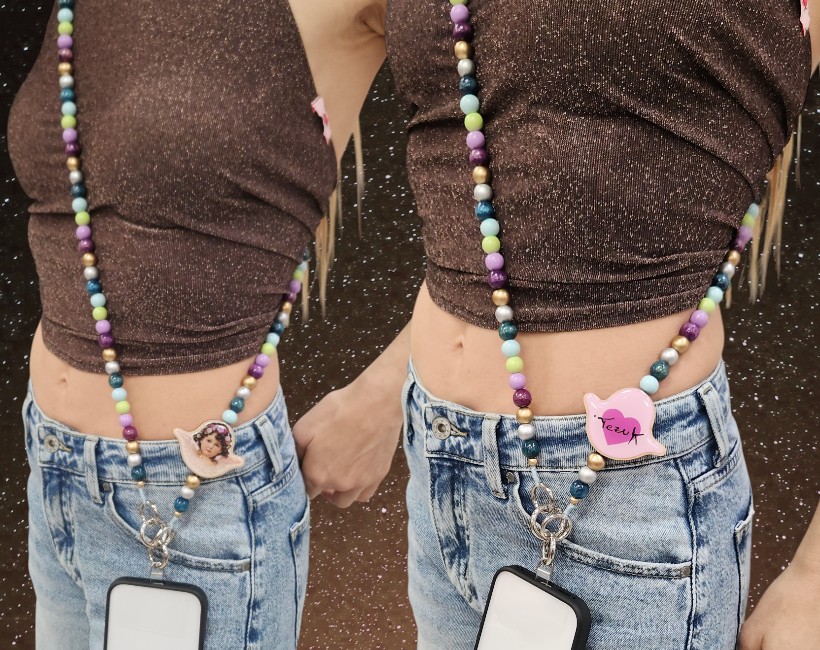 COLLANA PORTACELLULARE angelo arcobaleno lilla