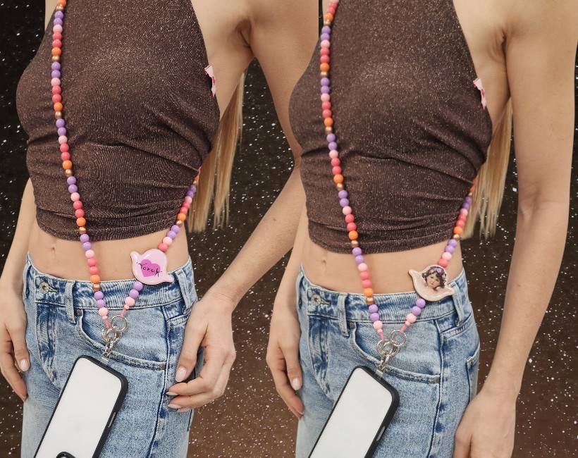 COLLANA PORTACELLULARE angelo arcobaleno ortensia