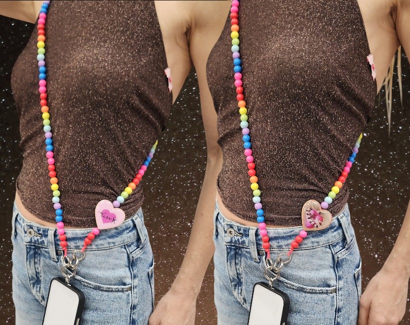 COLLANA PORTACELLULARE cuore arcobaleno