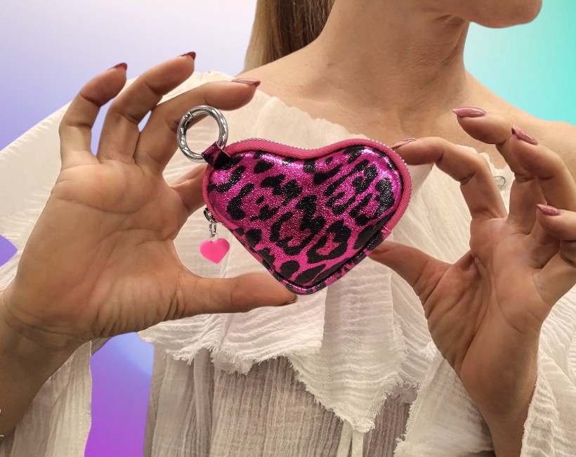 cuore portamonete leopardo fuxia