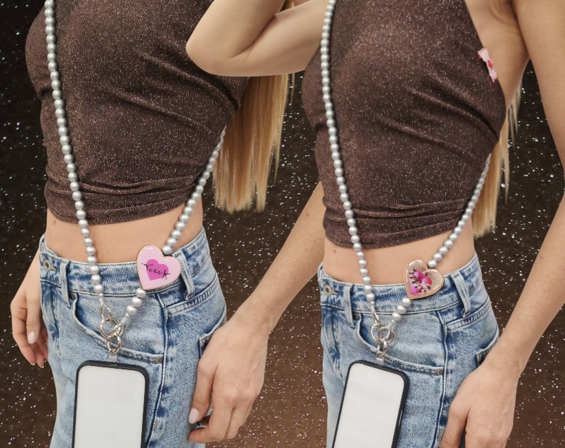 COLLANA PORTACELLULARE cuore argento