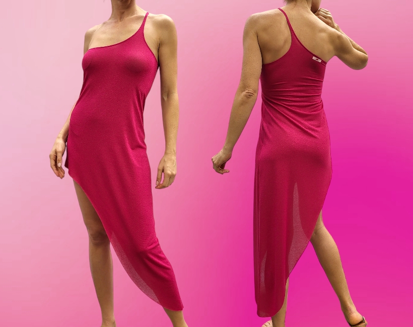 NK02 ABITO MONOSPALLA 375 lurex fuxia