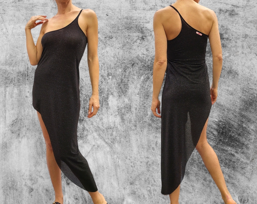 NK02 ABITO MONOSPALLA 376 lurex nero