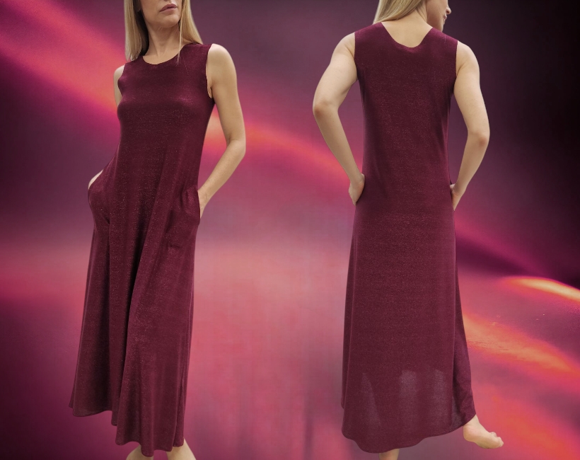 NK04 ABITO LUNGO GODET 367 lurex amarone