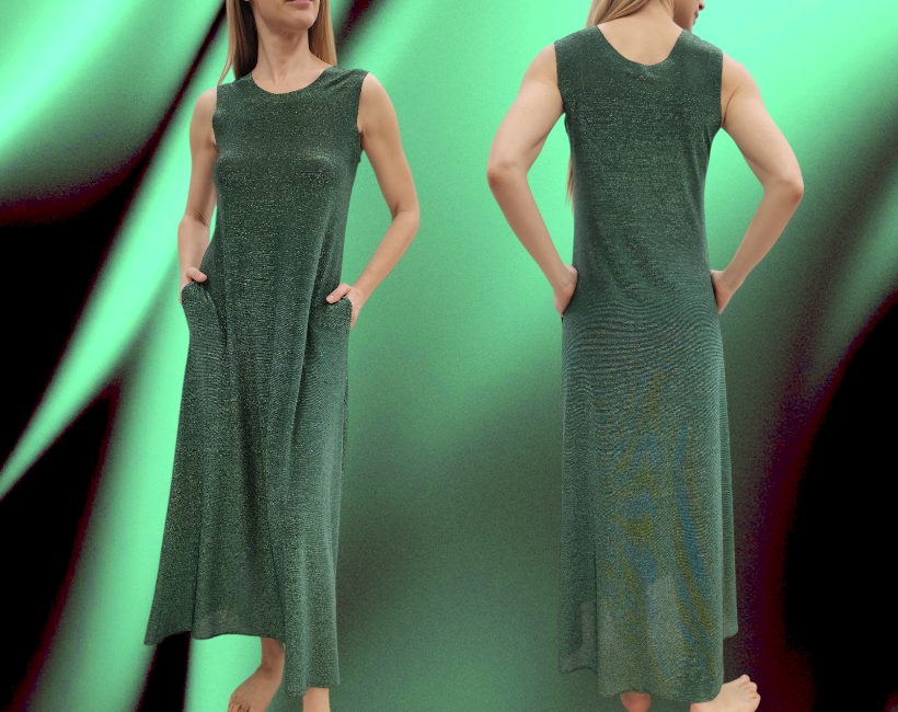 NK04 ABITO LUNGO GODET 368 lurex agave