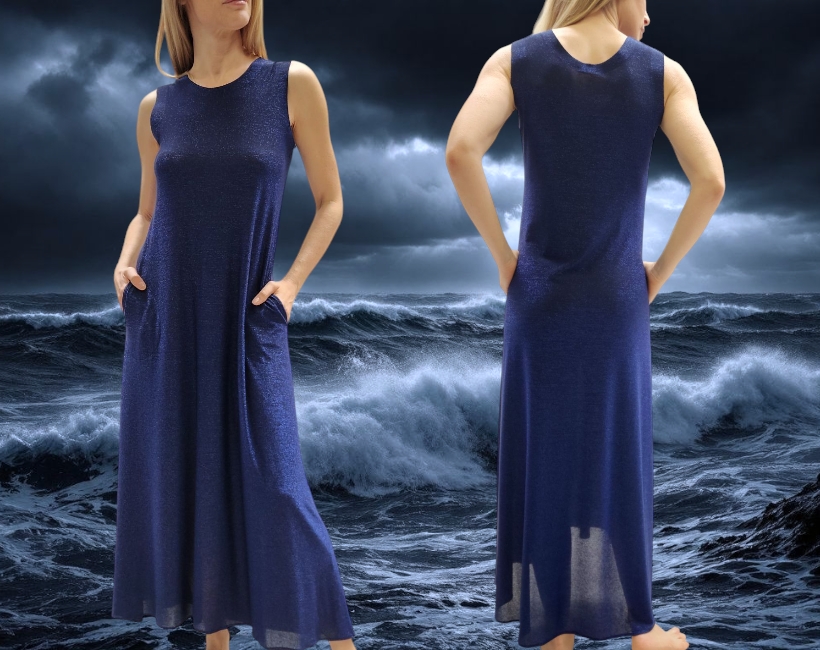 NK04 ABITO LUNGO GODET 369 lurex abisso