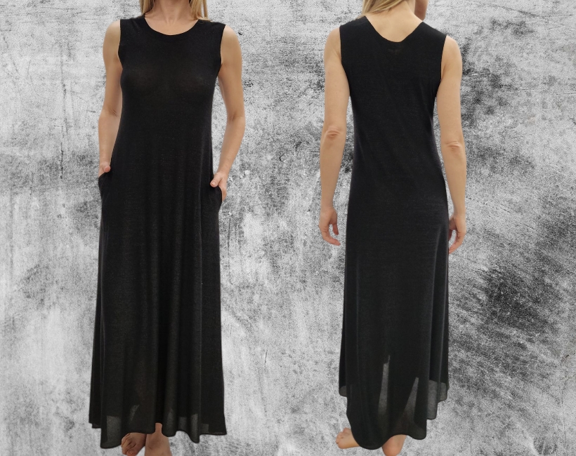 NK04 ABITO LUNGO GODET 376 lurex nero