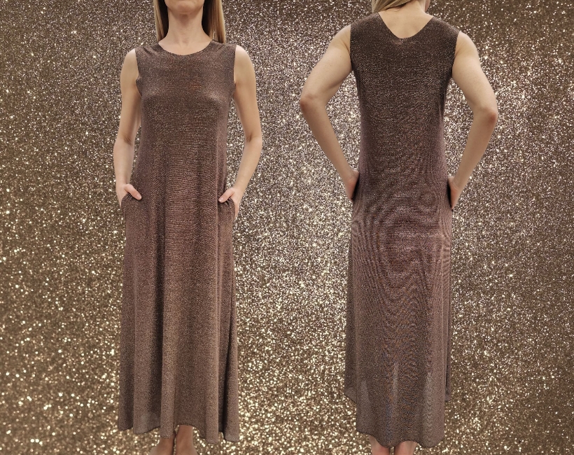 NK04 ABITO LUNGO GODET 378 lurex ebano