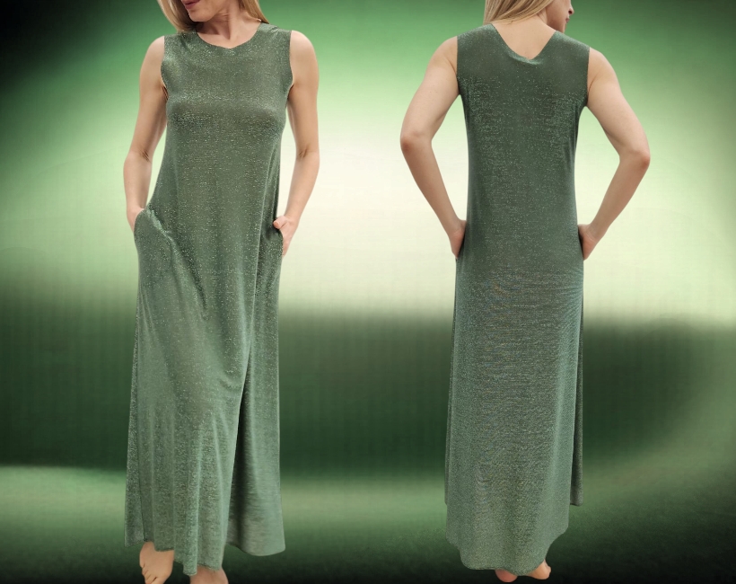 NK04 ABITO LUNGO GODET 379 lurex militare