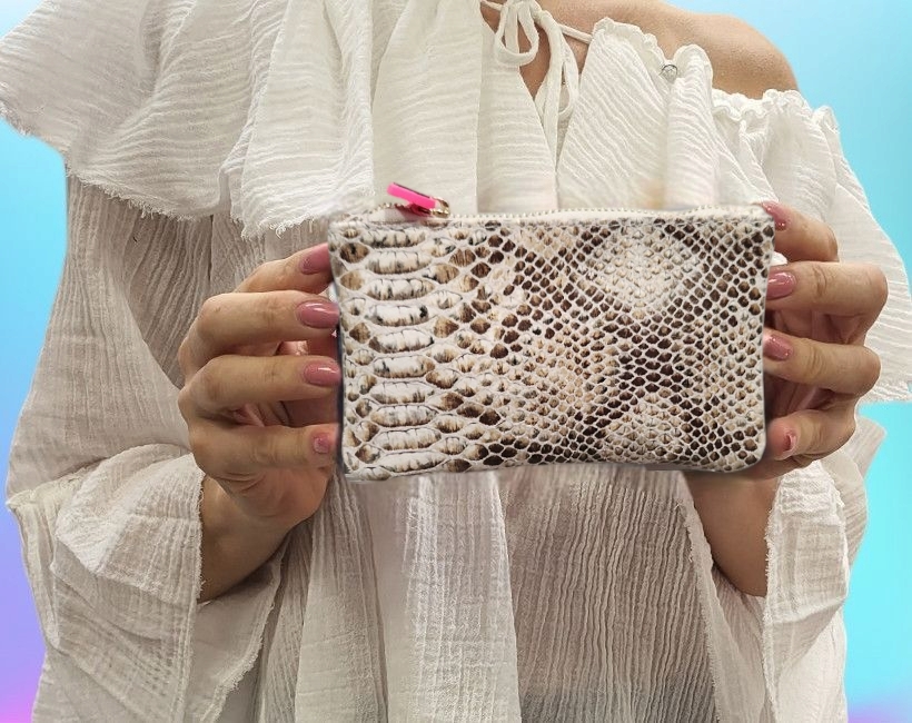 secret pochette pitone bronzo