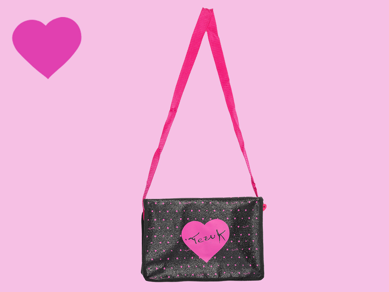 29.01 BORSA TERMICA nero cuoricini glitter