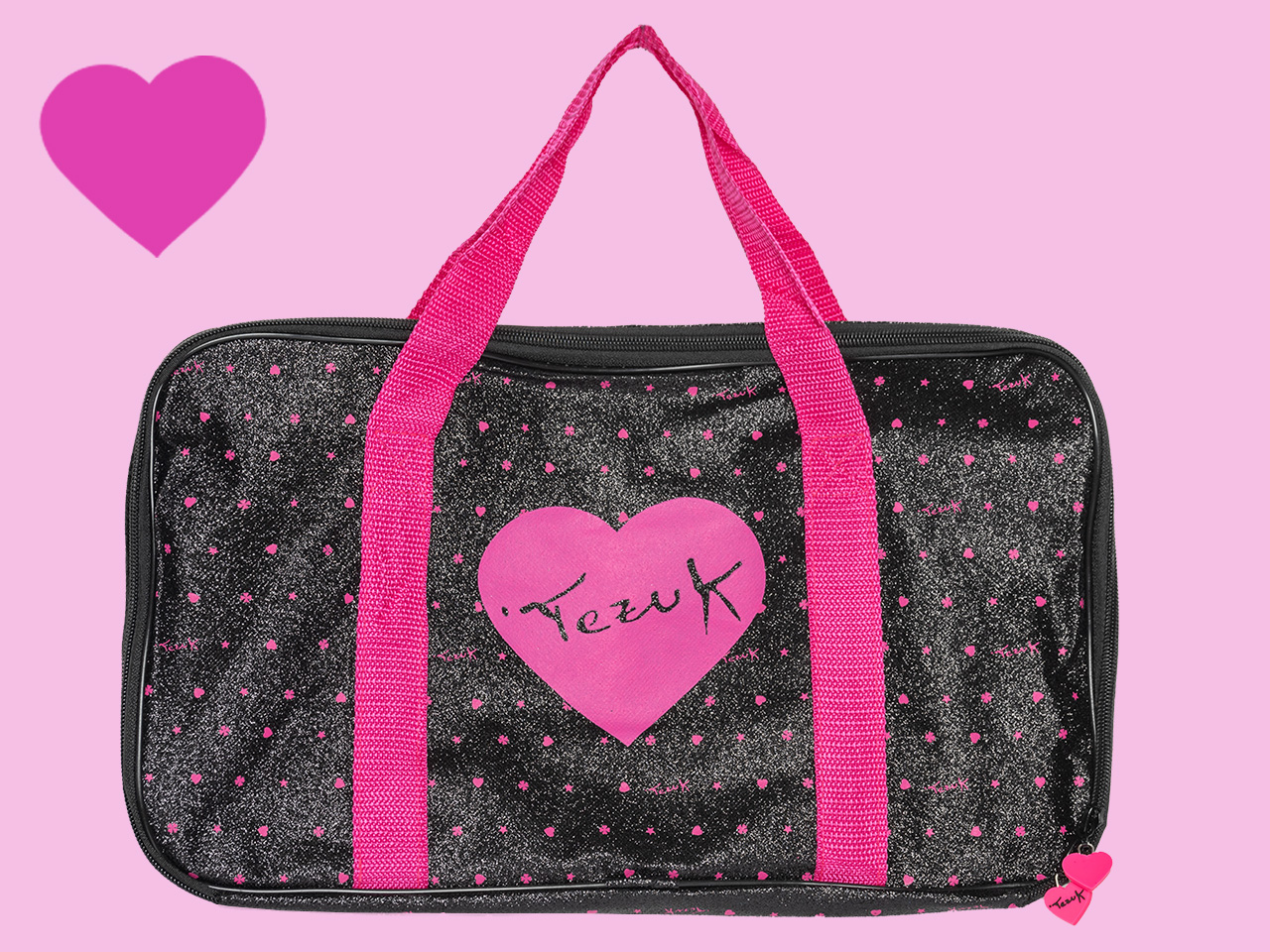 26.01 VALIGIA PICCOLA nero cuoricini glitter